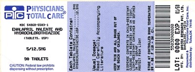 Image Of Enalapril Maleate &amp; Hctz Package Label For 5 mg/12.5 mg (Package Label For 5mg 12.5mg Tablets)